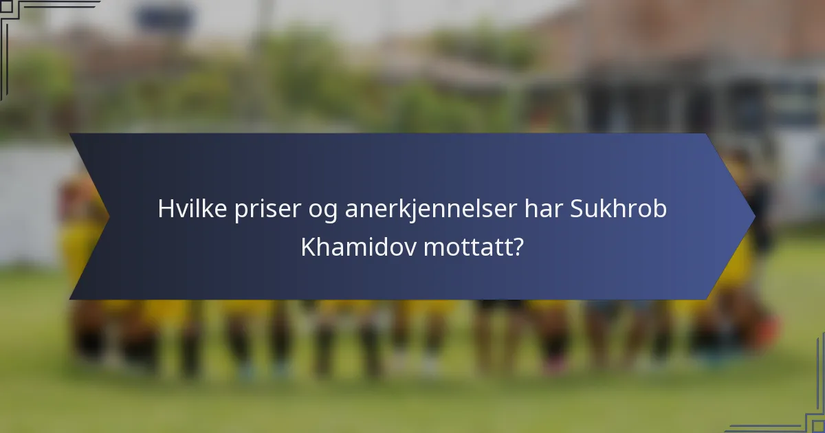 Hvilke priser og anerkjennelser har Sukhrob Khamidov mottatt?